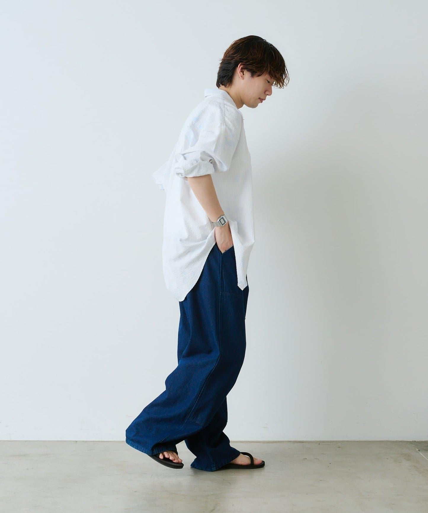【WHIMSIC】漂亮漂洗足球條紋襯衫