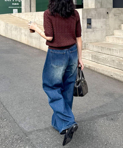 FR刺繡連帽圖案帶口袋針織套頭衫