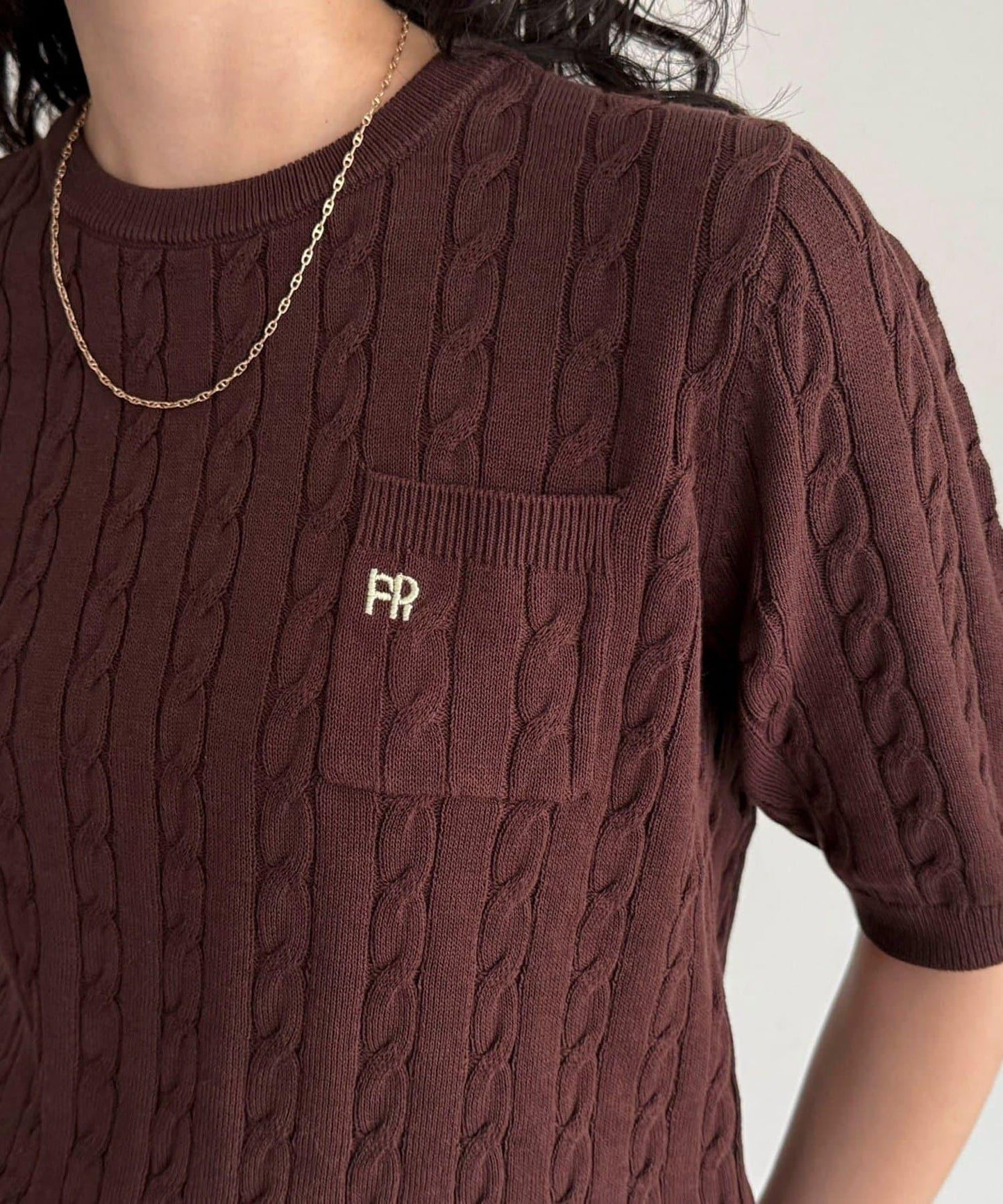 FR刺繡連帽圖案帶口袋針織套頭衫