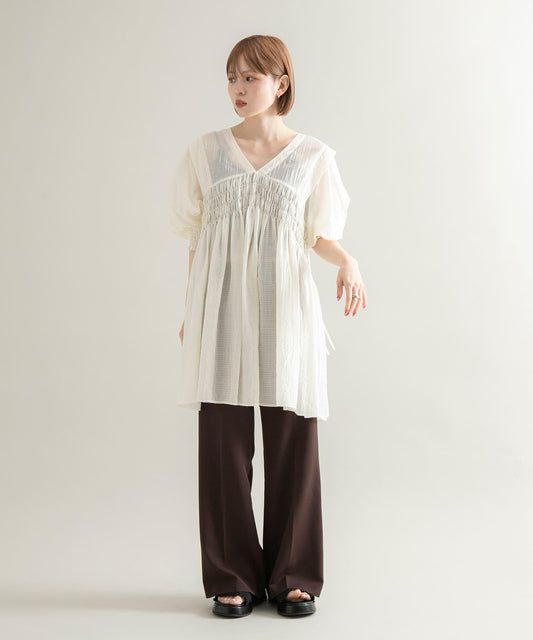 2WAY抽褶迷你連衣裙