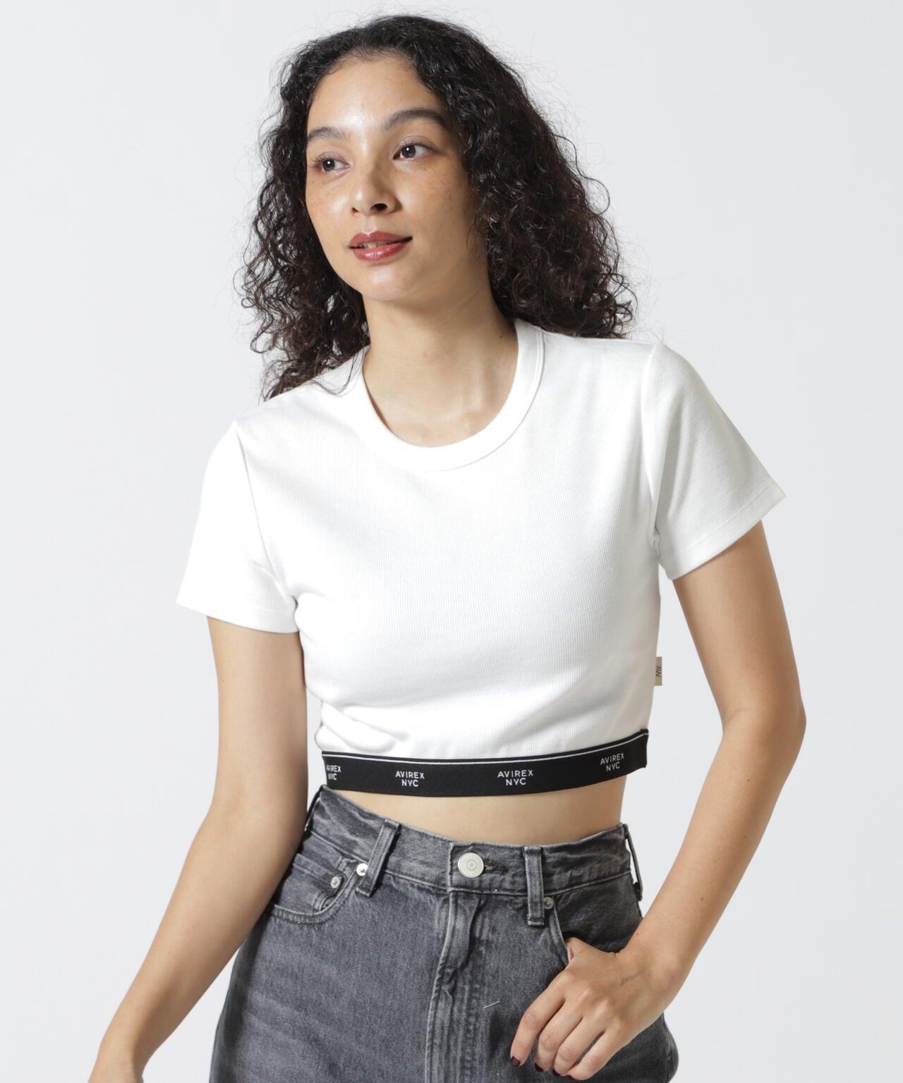 S/S LOGO RUBBER TAPE TOPS/標誌橡膠帶上衣