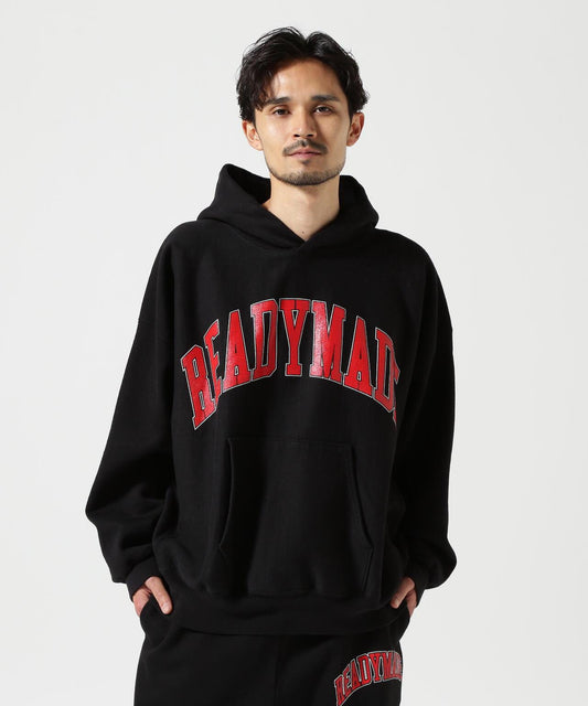 READYMADE/紅色標誌連帽衛衣/黑色