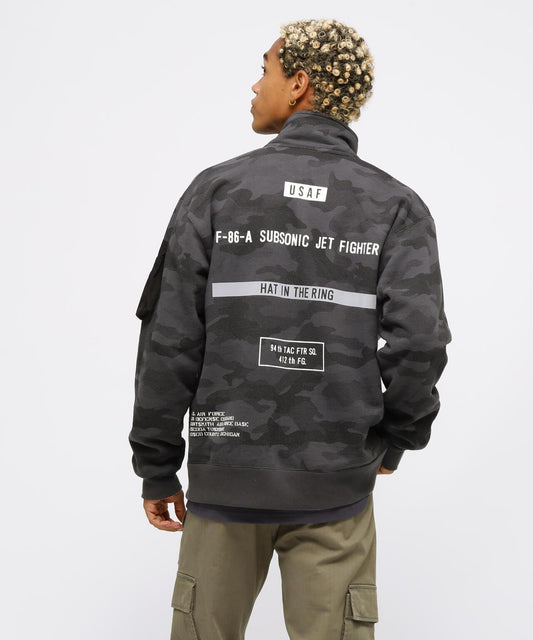 STENCIL STAND ZIP SWEAT "HAT IN THE RING" / 印花立領拉鍊衛衣 "戒指中的帽子"