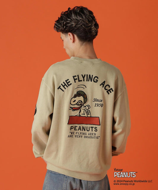 《AVIREX × 《PEANUTS》飛行員頭像印花圓領衛衣 / 圓領衛衣