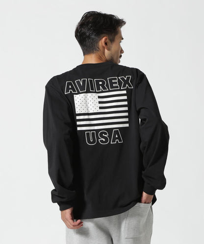 《&DEPOT限定》美國國旗印花長袖T恤 / 美國國旗長袖T恤 / AVIREX
