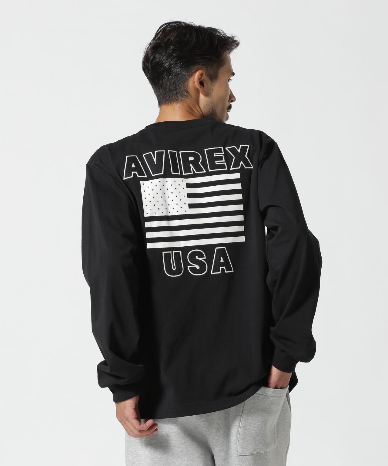 《&DEPOT限定》美國國旗印花長袖T恤 / 美國國旗長袖T恤 / AVIREX