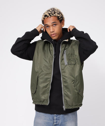 《直營店限定》可逆式迷彩羊毛背心 / 可逆式羊毛