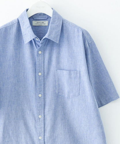 吸水速幹/接觸涼感亞麻混紡短袖襯衫