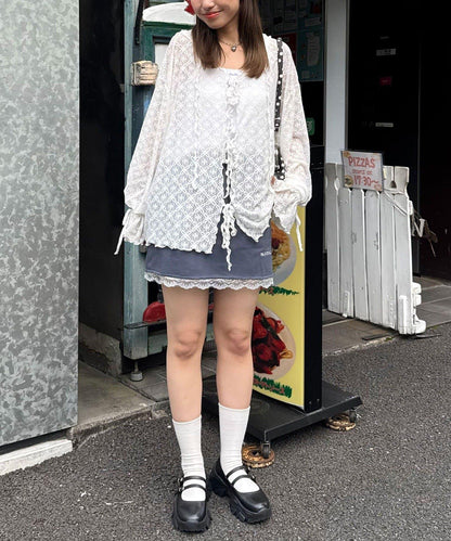 蕾絲連帽衛衣上衣