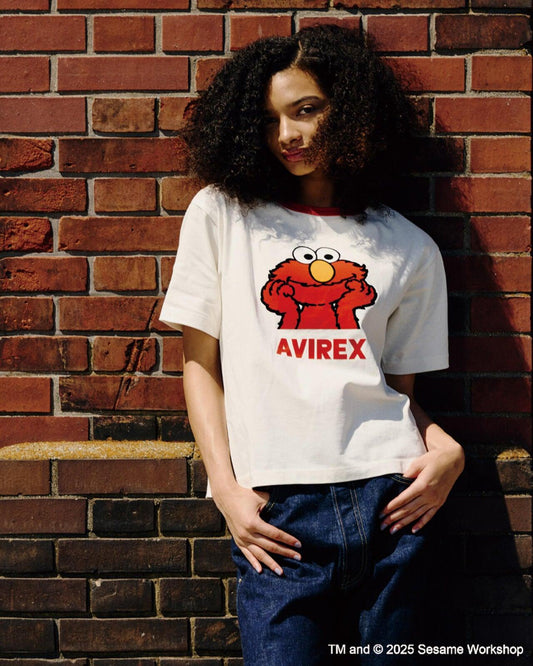《芝麻街與AVIREX》對比領T恤