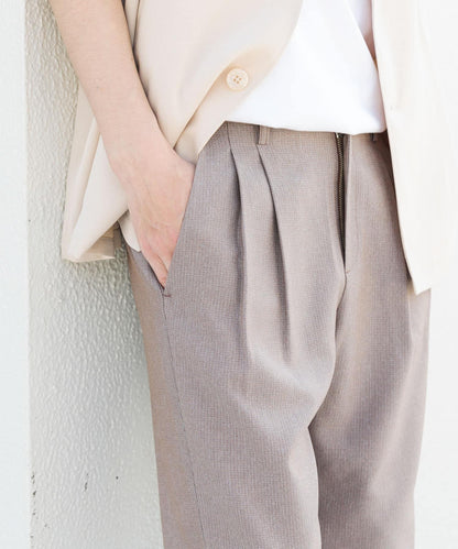 微格紋雙褶寬鬆西裝褲