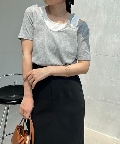 CAPRICIEUX LE'MAGE 拼接不對稱領 T恤