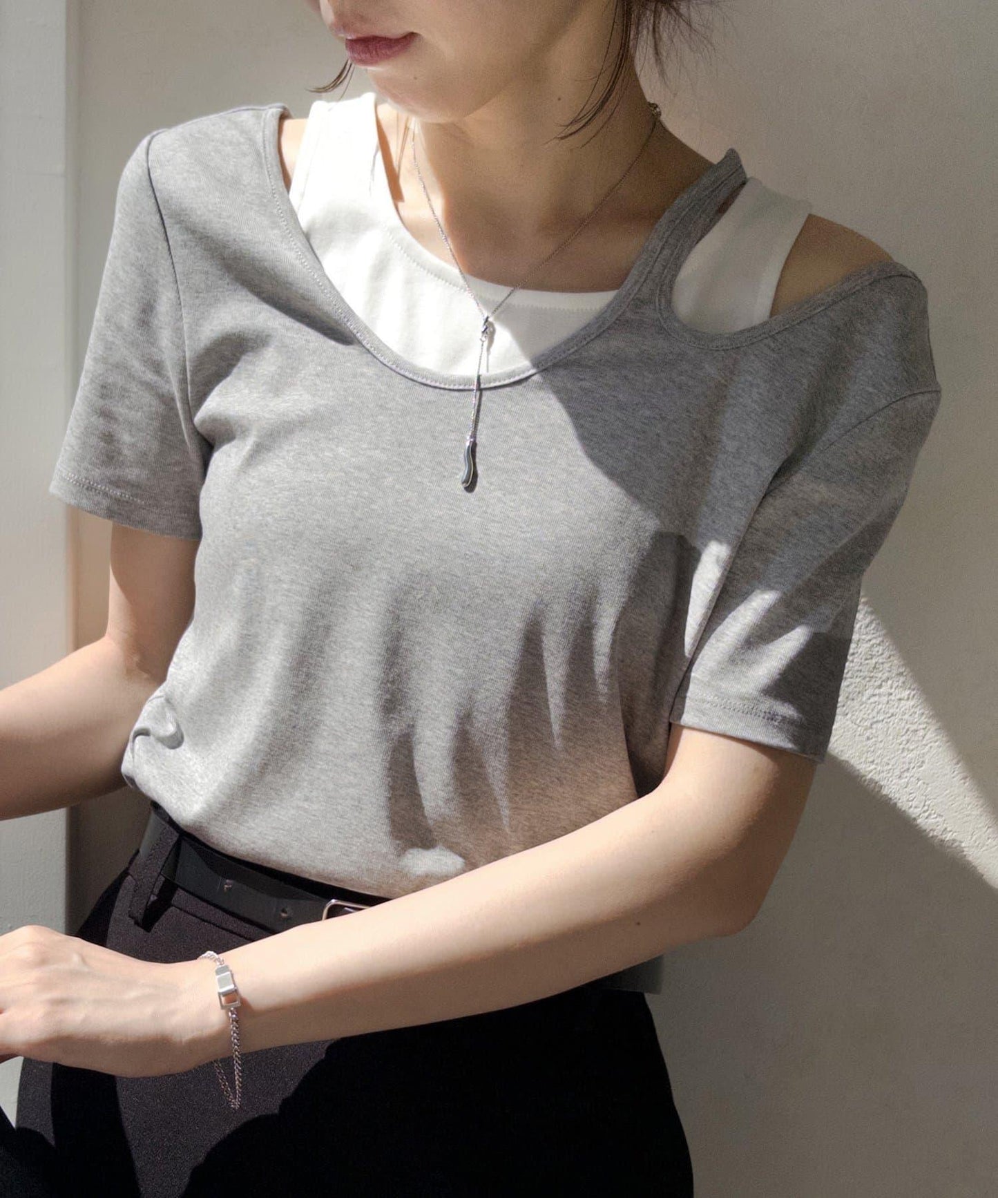 CAPRICIEUX LE'MAGE 拼接不對稱領 T恤