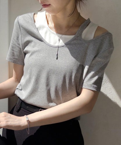 CAPRICIEUX LE'MAGE 拼接不對稱領 T恤