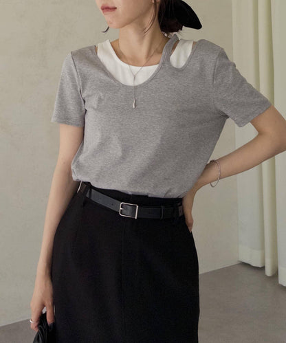 CAPRICIEUX LE'MAGE 拼接不對稱領 T恤