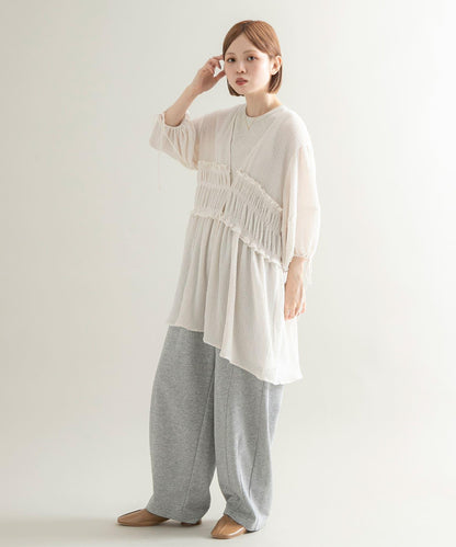 前繫帶蝴蝶結長款上衣