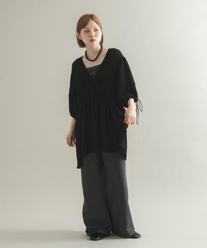 前繫帶蝴蝶結長款上衣