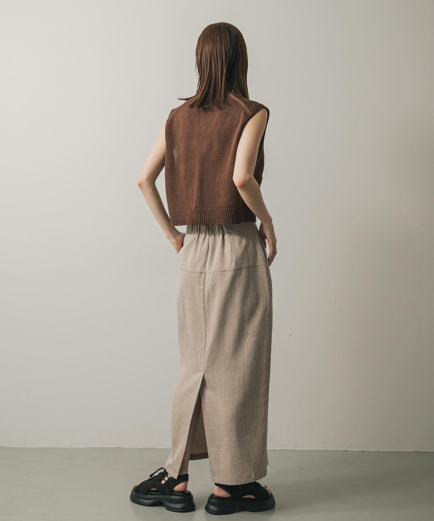 拉鍊裝飾高腰包臀裙