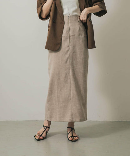 拉鍊裝飾高腰包臀裙