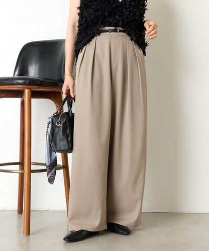 帶褶皺設計的寬鬆長褲