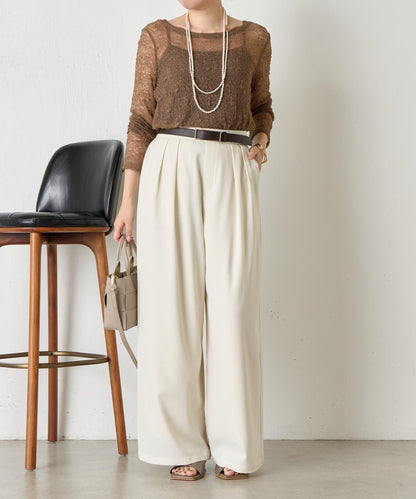 帶褶皺設計的寬鬆長褲