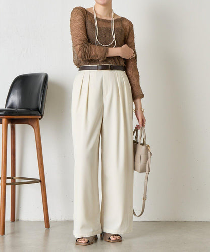 帶褶皺設計的寬鬆長褲