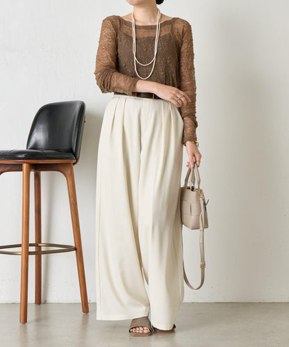 帶褶皺設計的寬鬆長褲