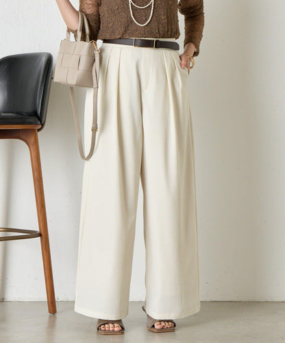 帶褶皺設計的寬鬆長褲