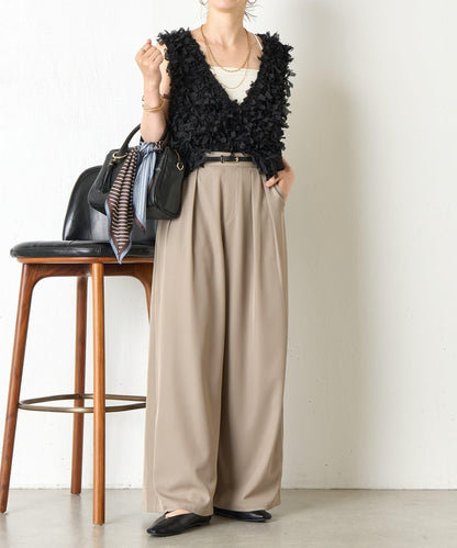 帶褶皺設計的寬鬆長褲