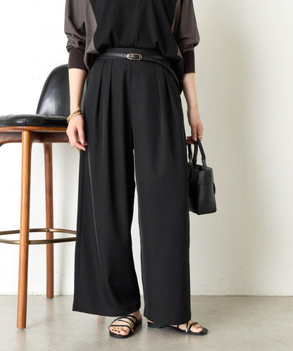 帶褶皺設計的寬鬆長褲