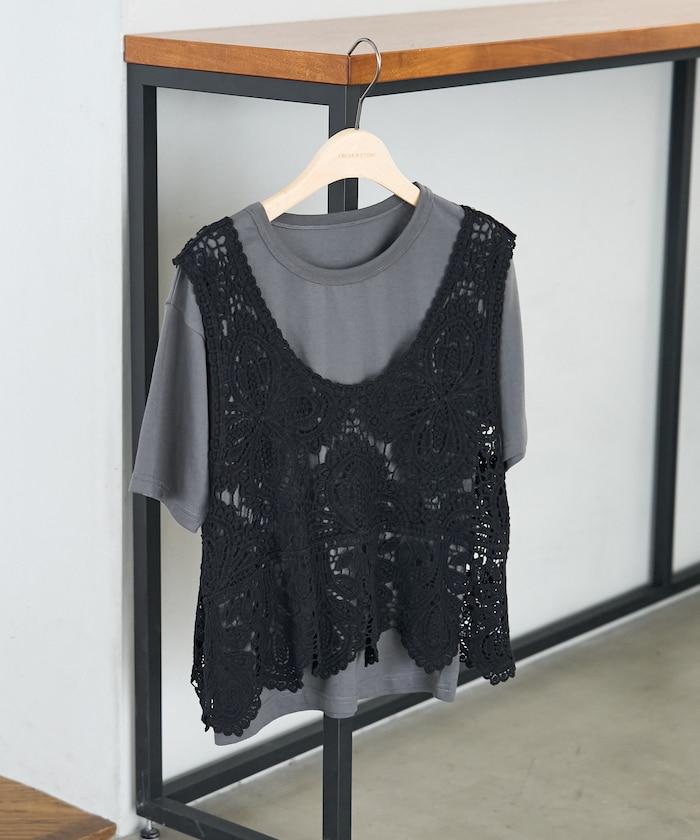 【套裝商品】蕾絲背心 T恤套裝