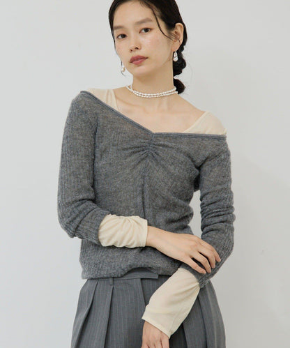 【套裝搭配適用】露肩針織衫