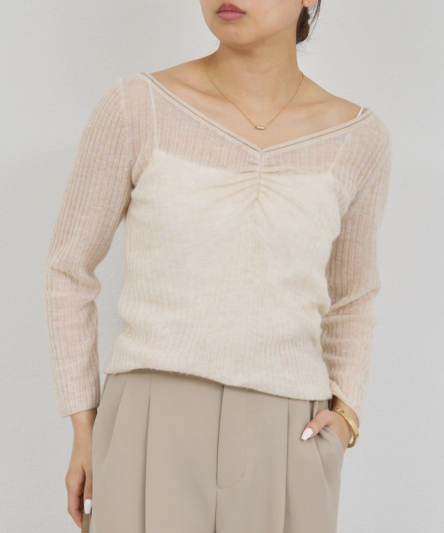 【套裝搭配適用】露肩針織衫