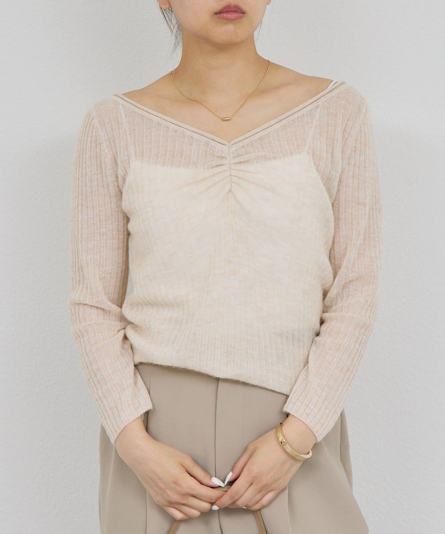 【套裝搭配適用】露肩針織衫