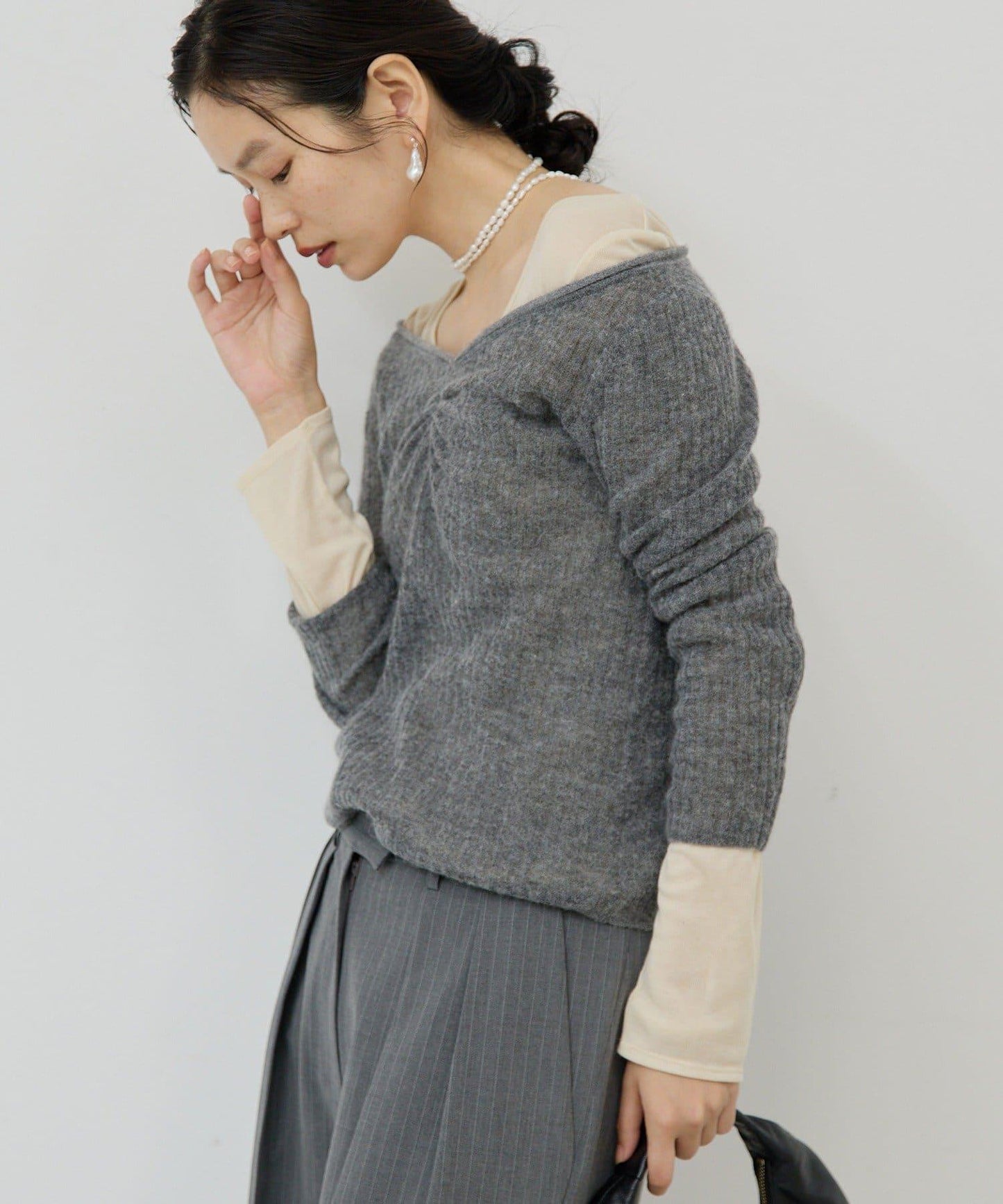 【套裝搭配適用】露肩針織衫