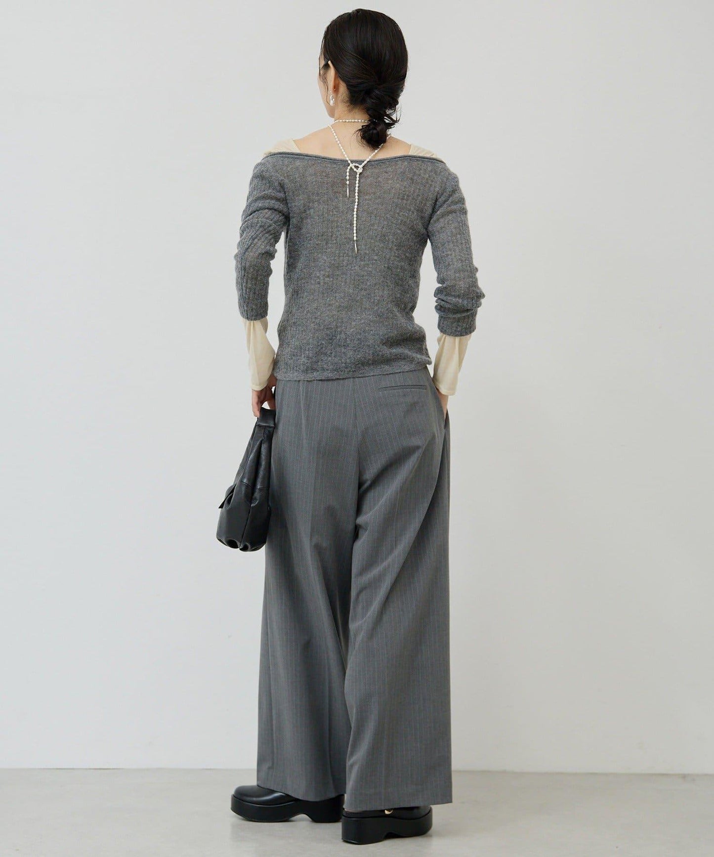 【3尺碼展開】條紋雙褶褲