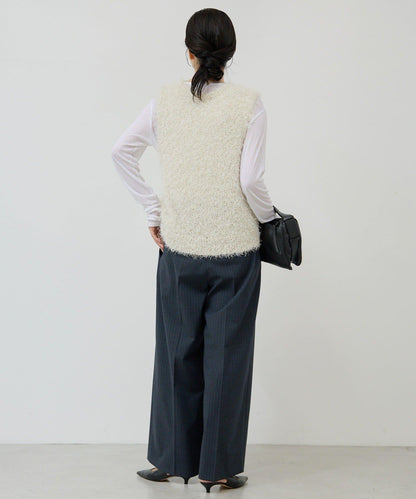 【3尺碼展開】條紋雙褶褲