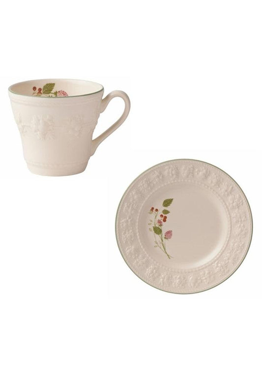 【Wedgwood】慶典 紅莓 馬克杯&碟子套裝