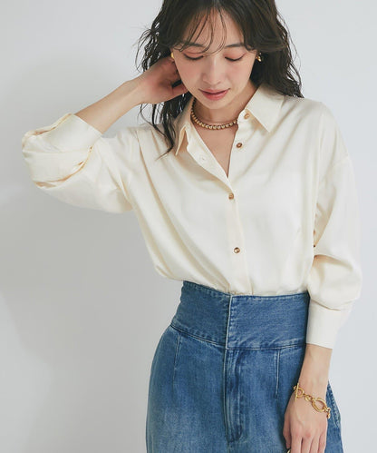 【美人顯瘦襯衫】輕瑩緞襯衫