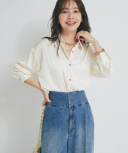 【美人顯瘦襯衫】輕瑩緞襯衫