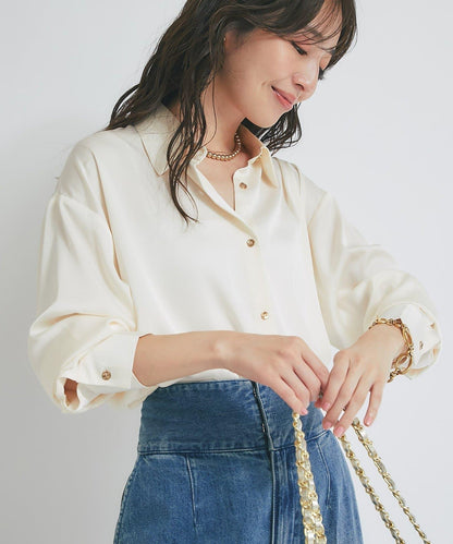 【美人顯瘦襯衫】輕瑩緞襯衫