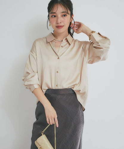 【美人顯瘦襯衫】輕瑩緞襯衫