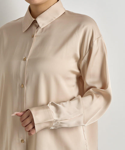 【美人顯瘦襯衫】輕瑩緞襯衫