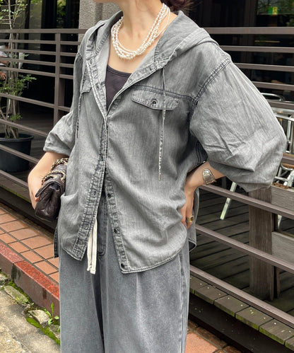 透明牛仔帽T恤