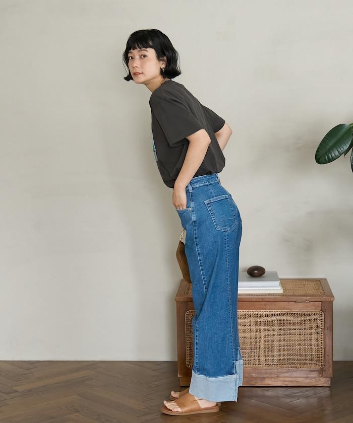 聯名 後開叉 寬鬆直筒