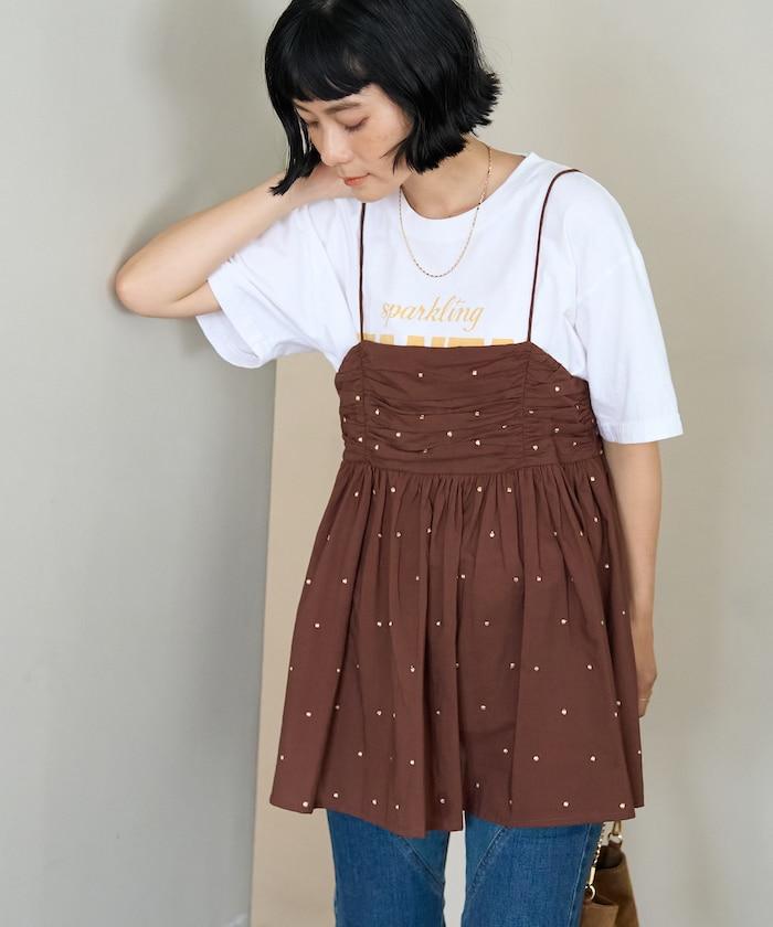 印度風亮片點點刺繡 後背開口 罩杯吊帶上衣（可搭配成套）