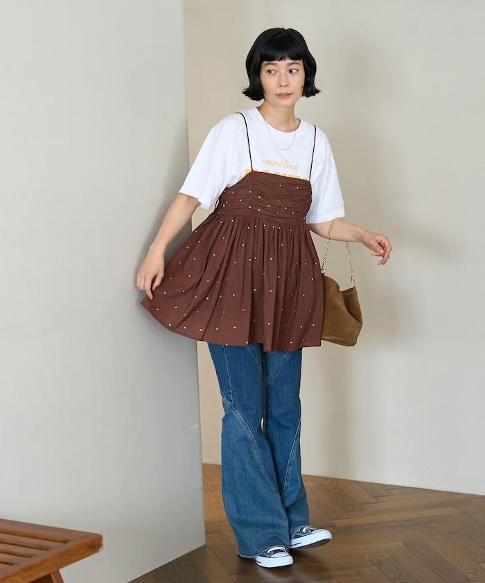 印度風亮片點點刺繡 後背開口 罩杯吊帶上衣（可搭配成套）