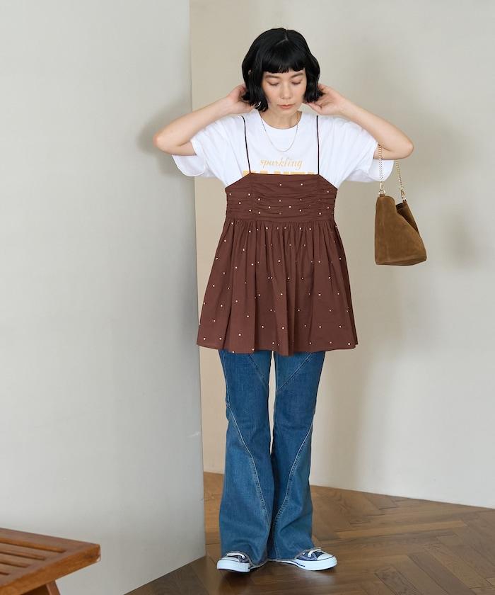 印度風亮片點點刺繡 後背開口 罩杯吊帶上衣（可搭配成套）