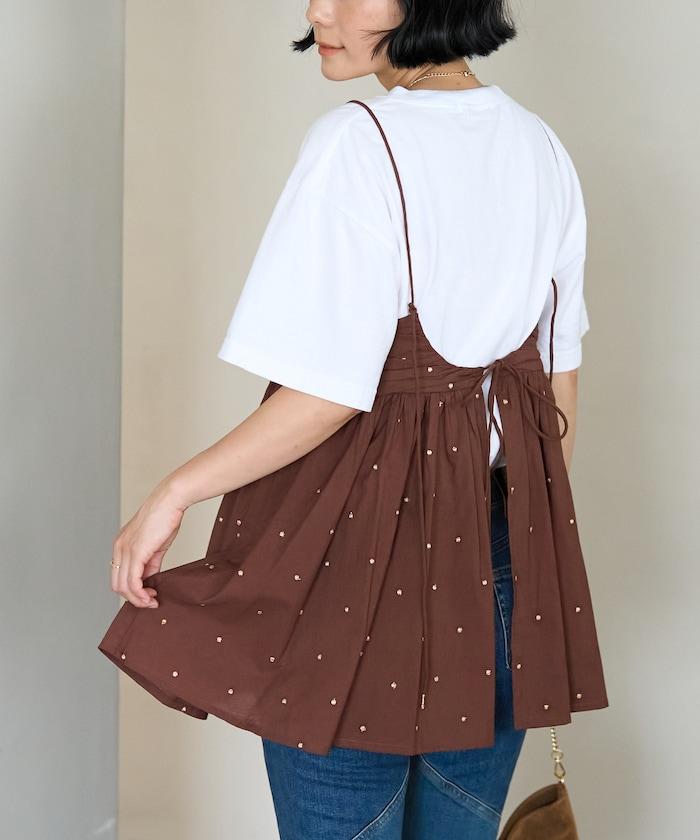 印度風亮片點點刺繡 後背開口 罩杯吊帶上衣（可搭配成套）