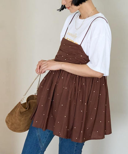 印度風亮片點點刺繡 後背開口 罩杯吊帶上衣（可搭配成套）